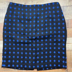 Talbots Woman Lined Black with Blue Polka Dot Skirt size 16W